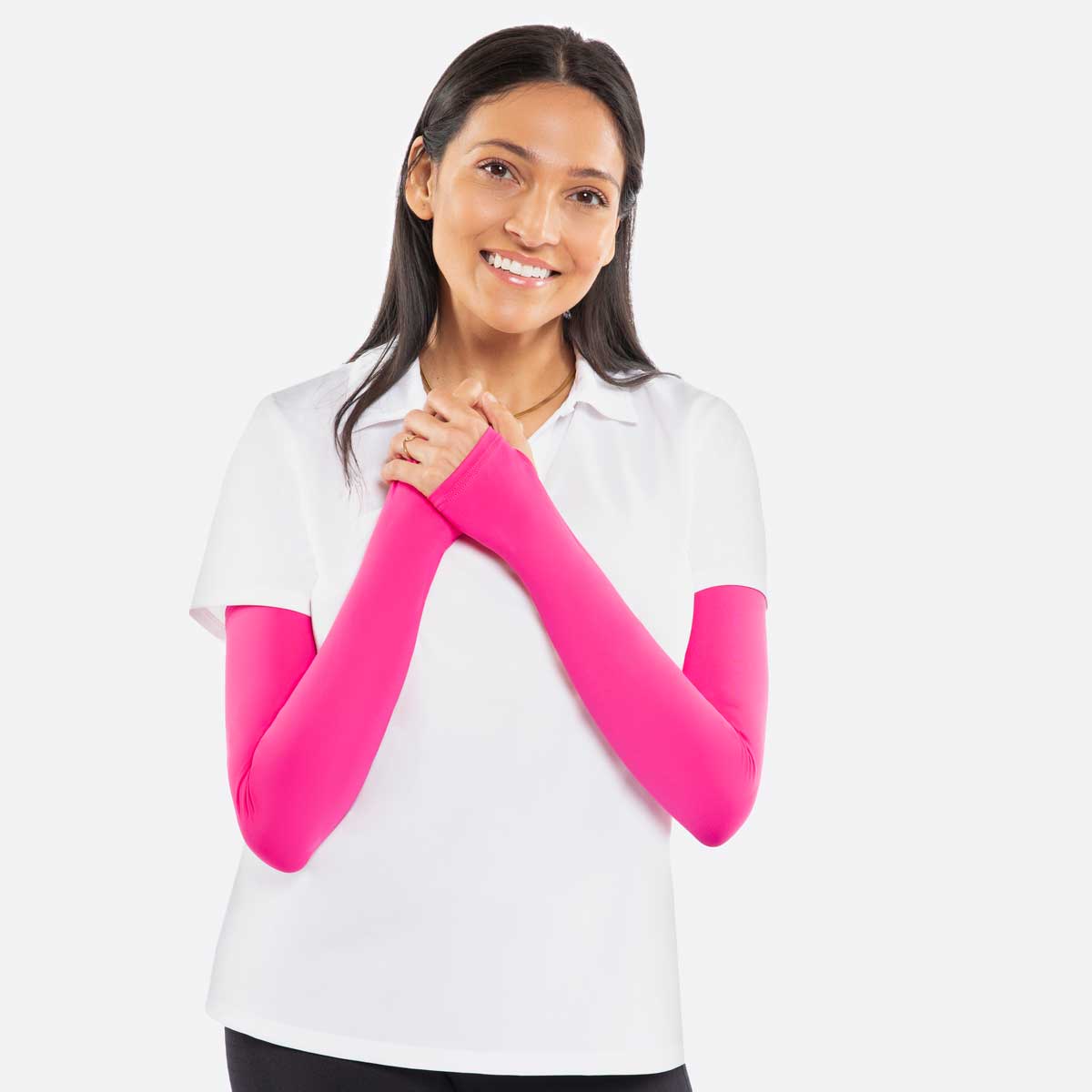 Pink Arm Sleeves with Thumbhole - Adult