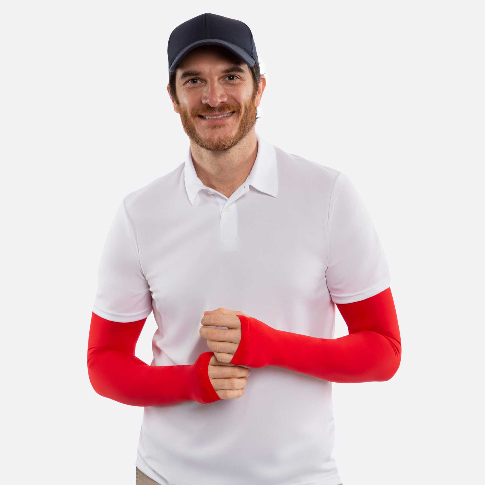 Red UPF 50+ Arm Sleeves with Thumbhole – crazyarms