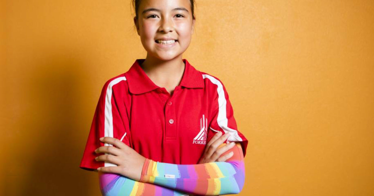 Forrest Primary embraces Crazy Arms sun-protection sleeves