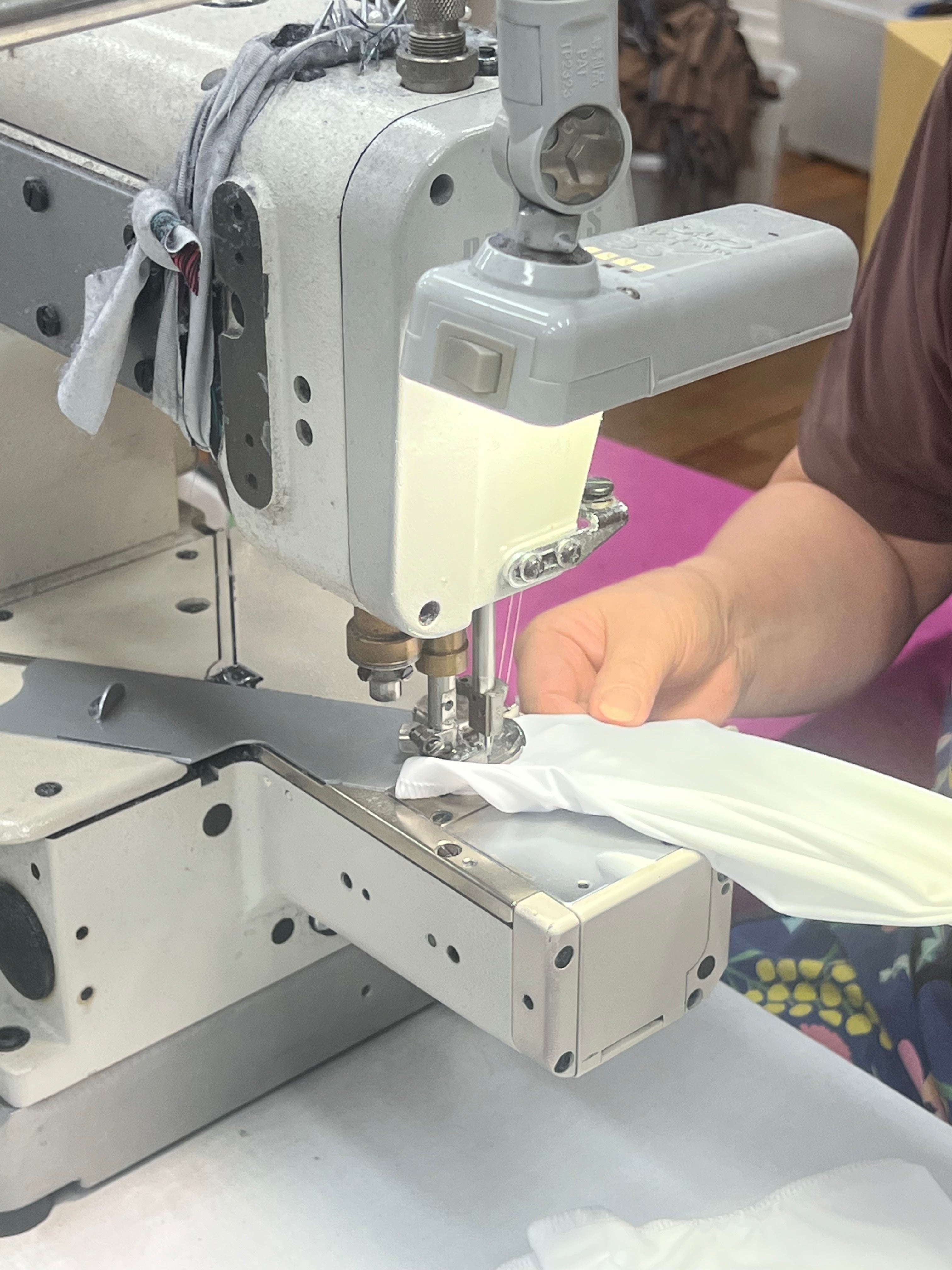 Crazy Arms fabric being sewn