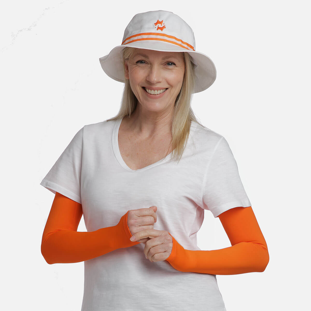 Orange Arm Sleeves with thumbhole