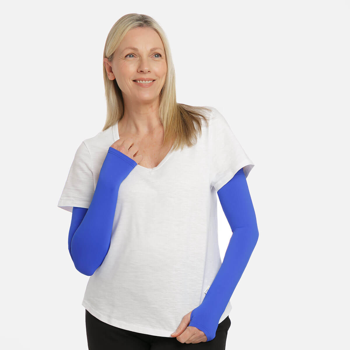 Mid Blue Sleeves with Thumbhole - Adult