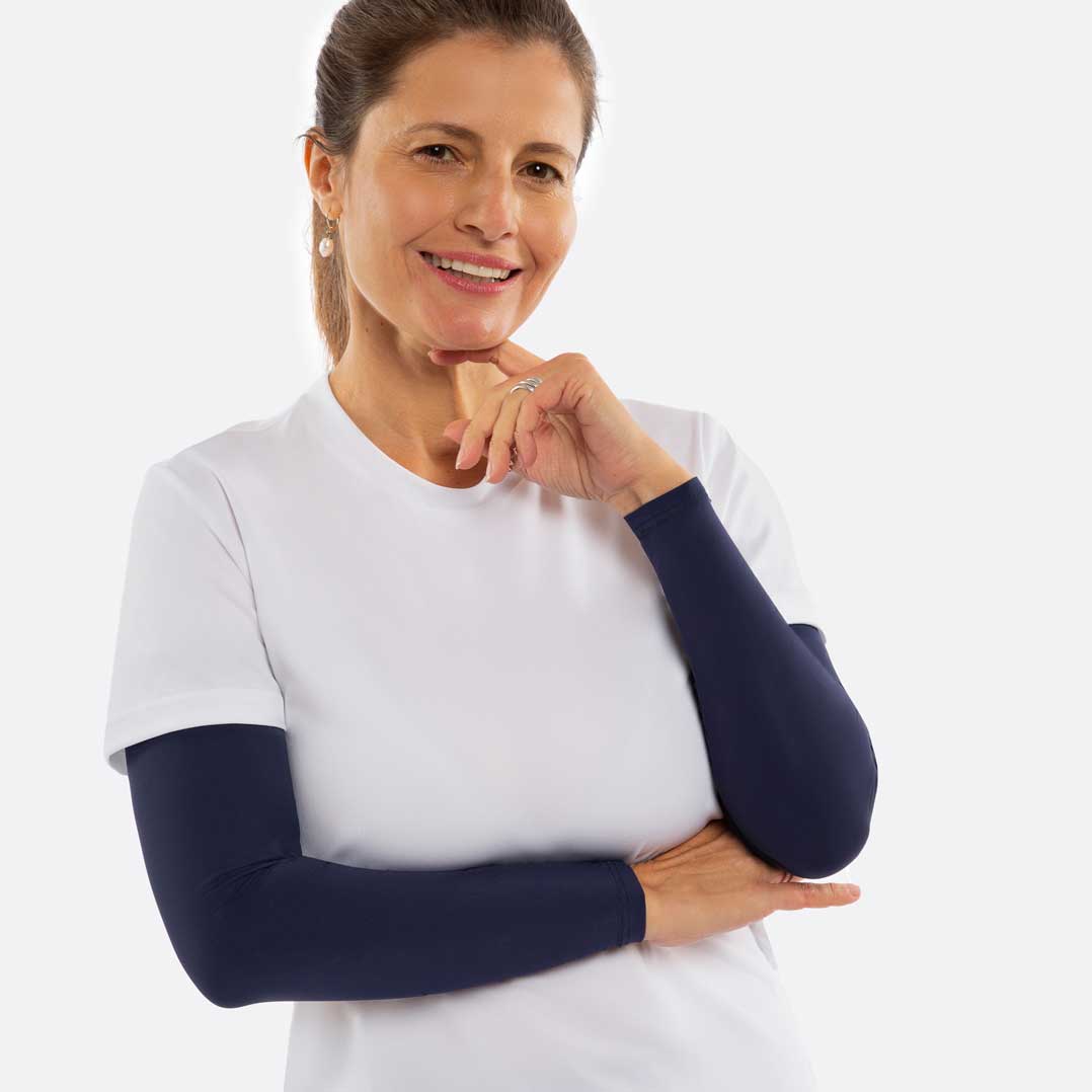 dark blue arm sleeves woman