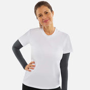 grey arm sleeves woman
