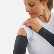 grey arm sleeves woman