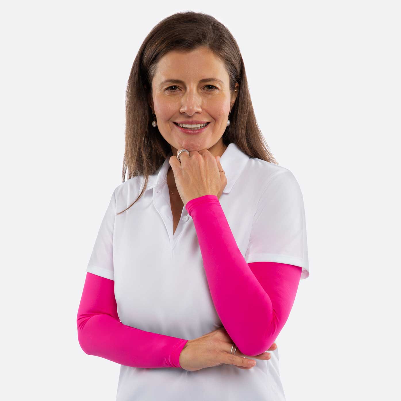 pink arm sleeves woman
