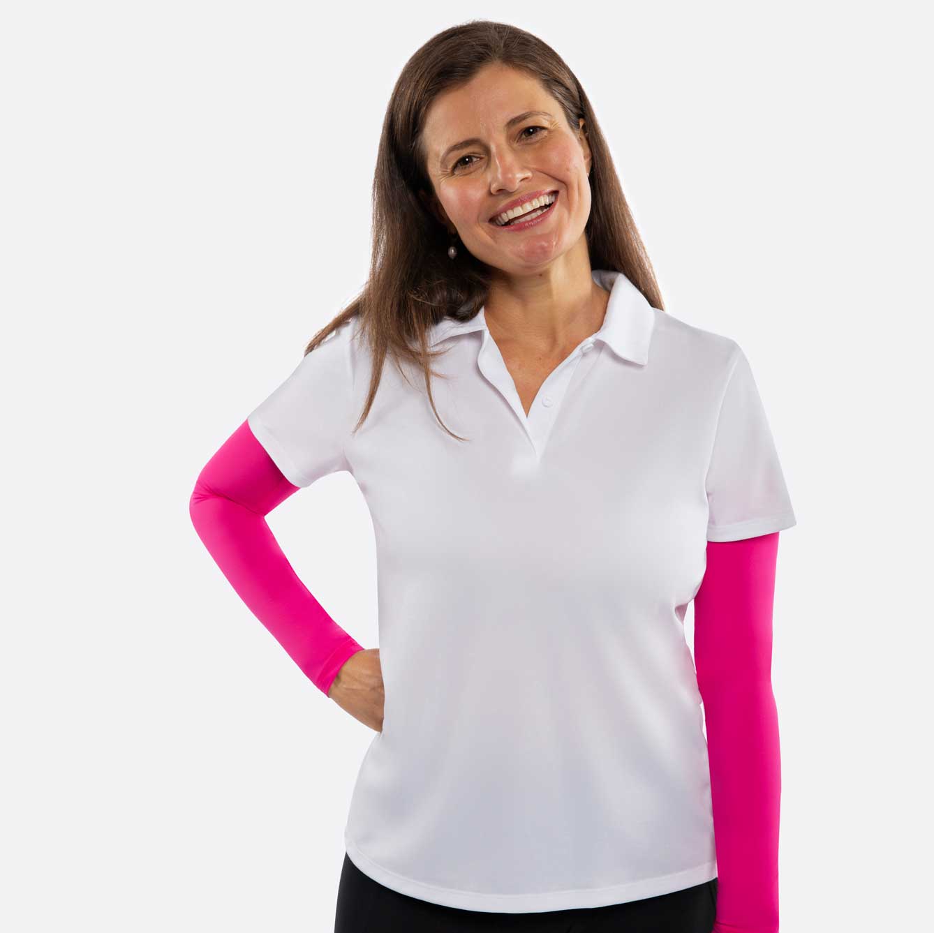 pink arm sleeves woman