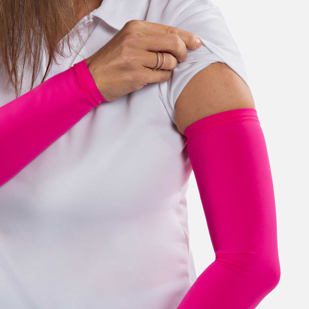 pink arm sleeves woman