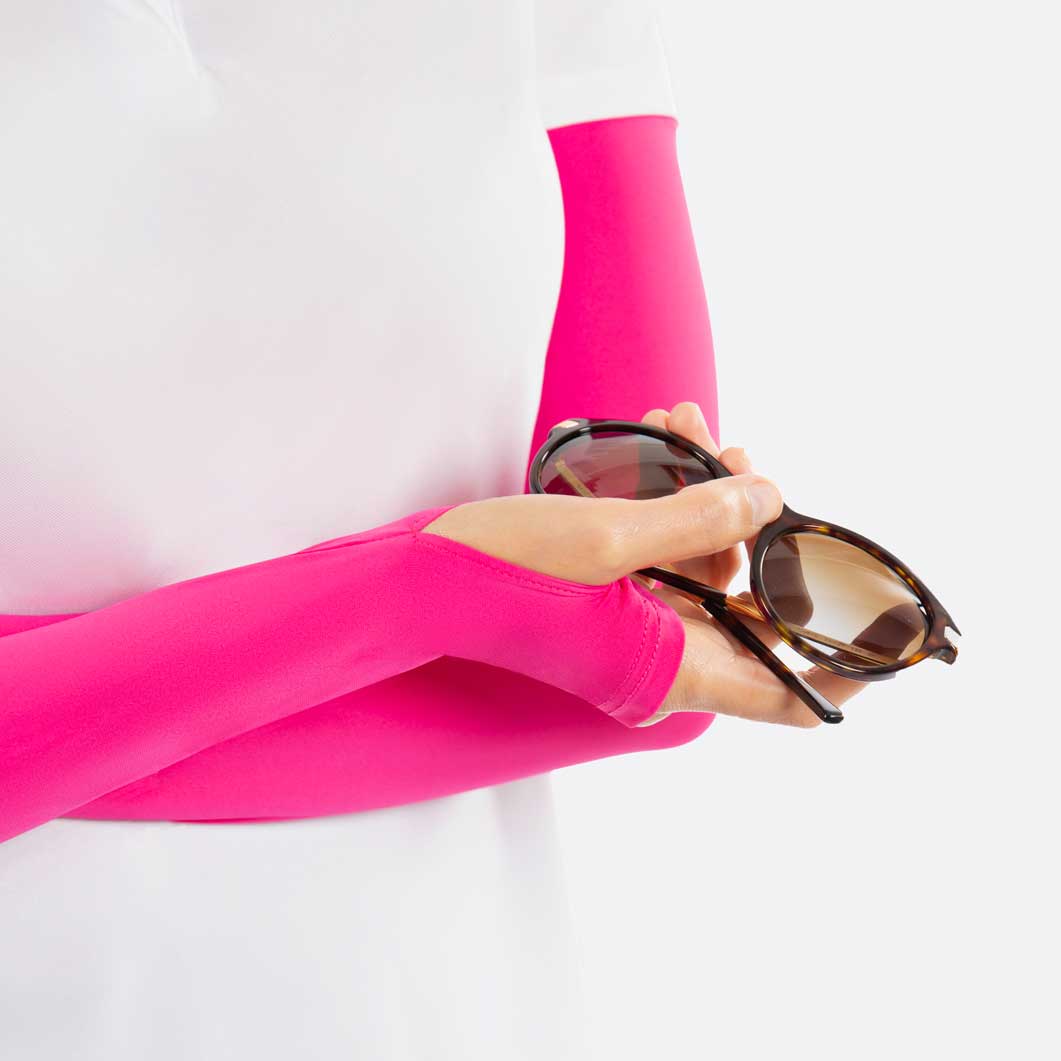 pink arm sleeve women's with thumbhole
