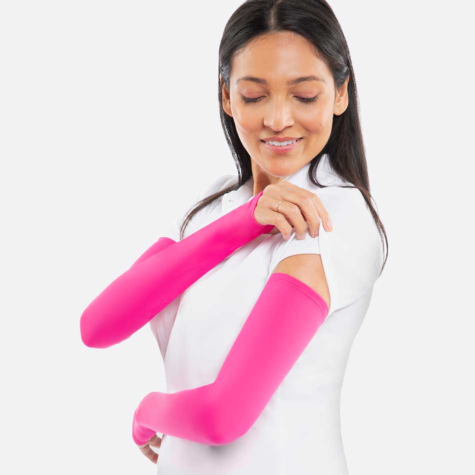 pink arm sleeve women's with thumbhole