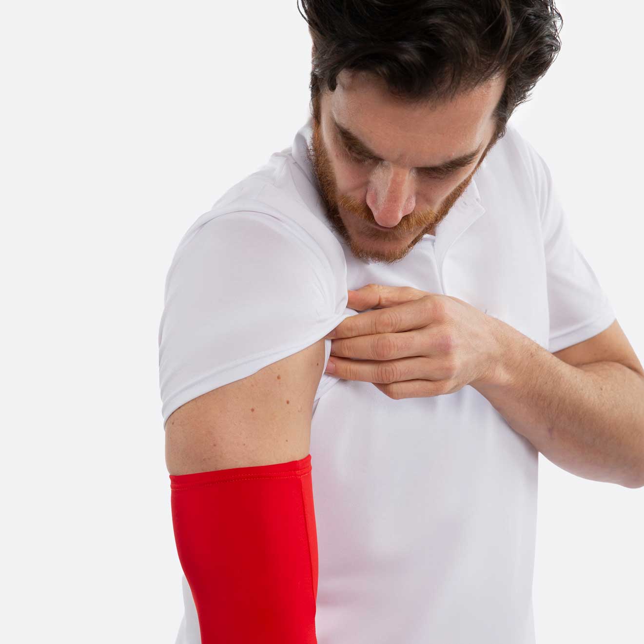 Red Arm Sleeves with Thumbhole - Adult