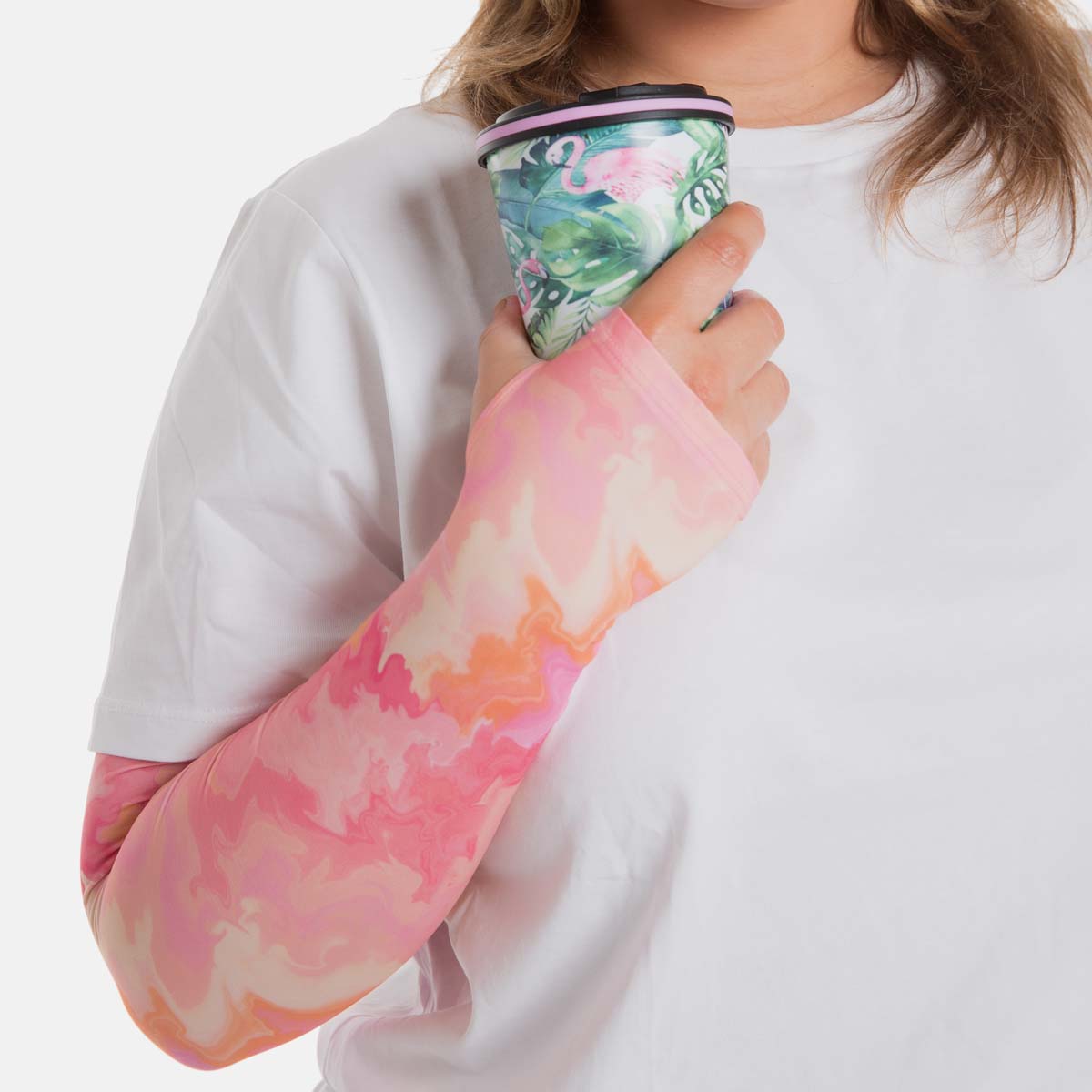 pink pattern arm sleeves