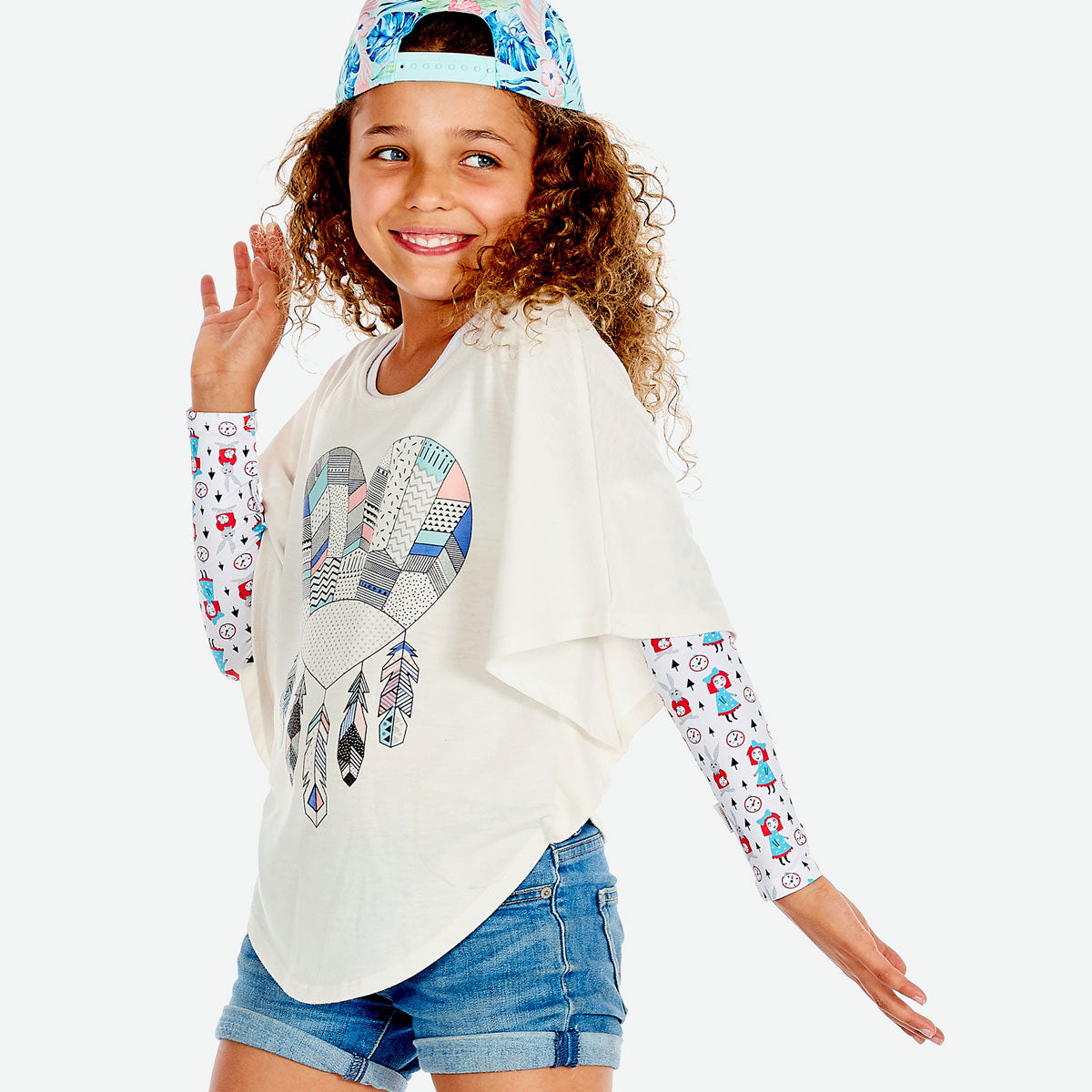 Sun protective sleeves for children - Tea Party design
