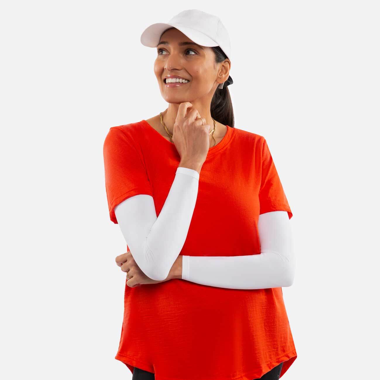 arm sleeves white womens