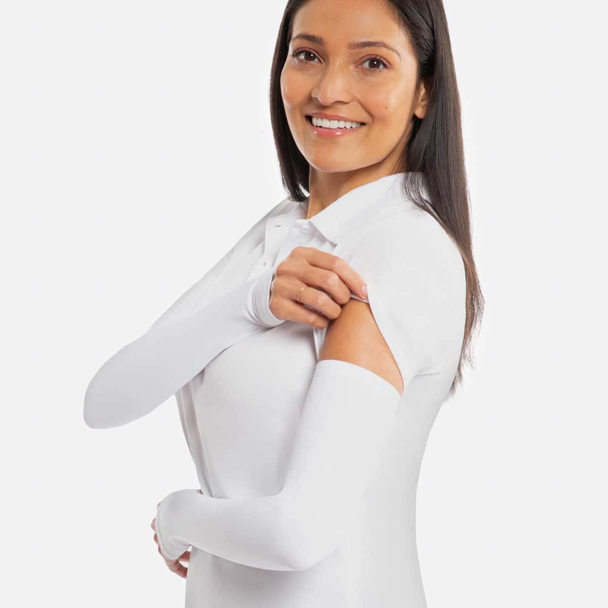 Arm Sleeves White Women's