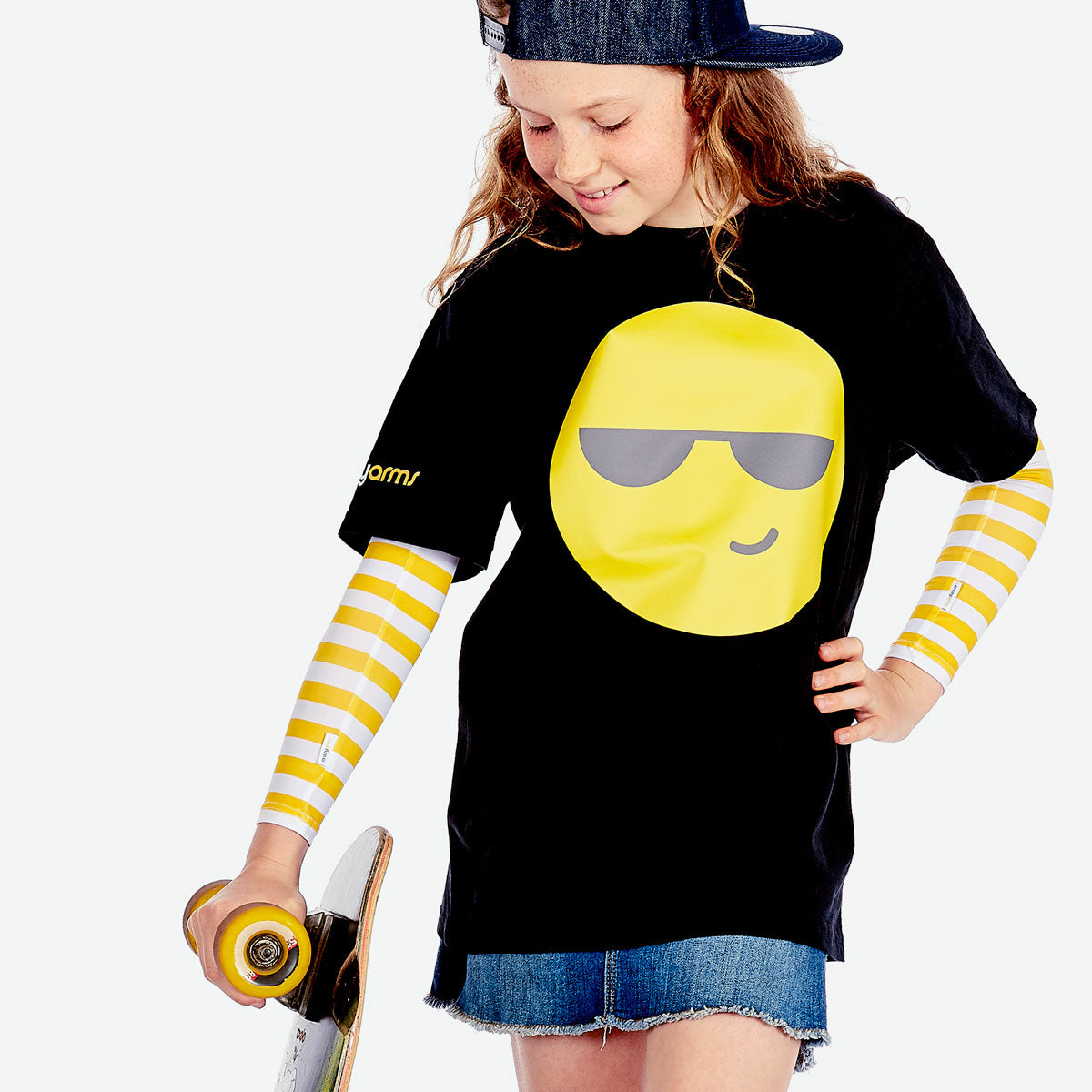 Sun protective sleeves for children - Yellow Stripe design